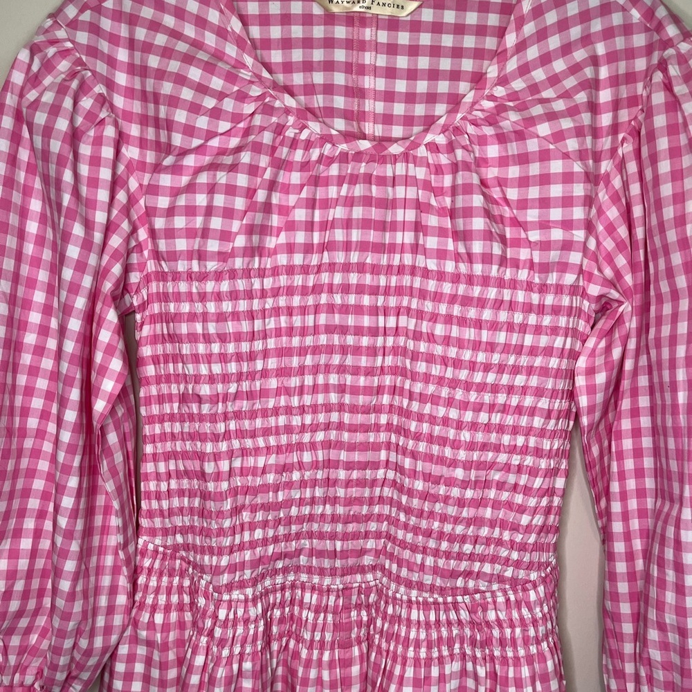 Wayward Fancies Smocked Gingham Puff Sleeve Dress Size Medium - Picture 9 of 11